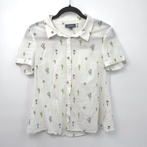 ModCloth Cactus Button Up Shirt Women M Indie Western Boho Summer Desert